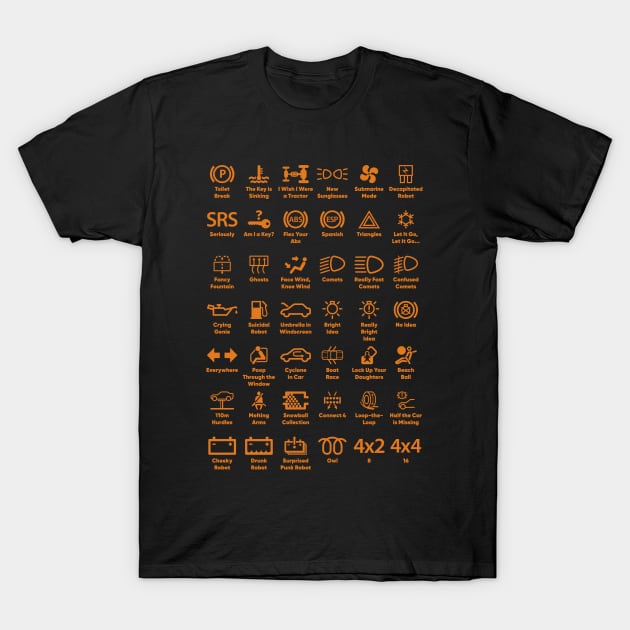 Car Dashboard Warning Lights T-Shirt by Iconikit